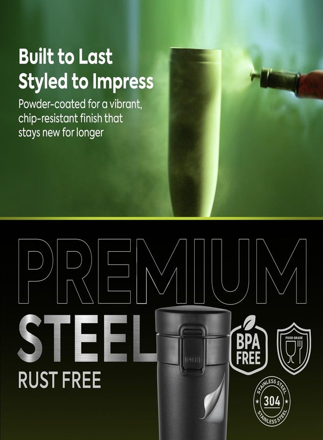 Pexpo Cocoa Pro 300 ISI Certified Stainless Steel Vacuum Insulated Coffee Mug - 260ml | RCB Edition | Double-Lock Push Button | Double Wall | for Home, Office, Travel - Knight Black - Image 4